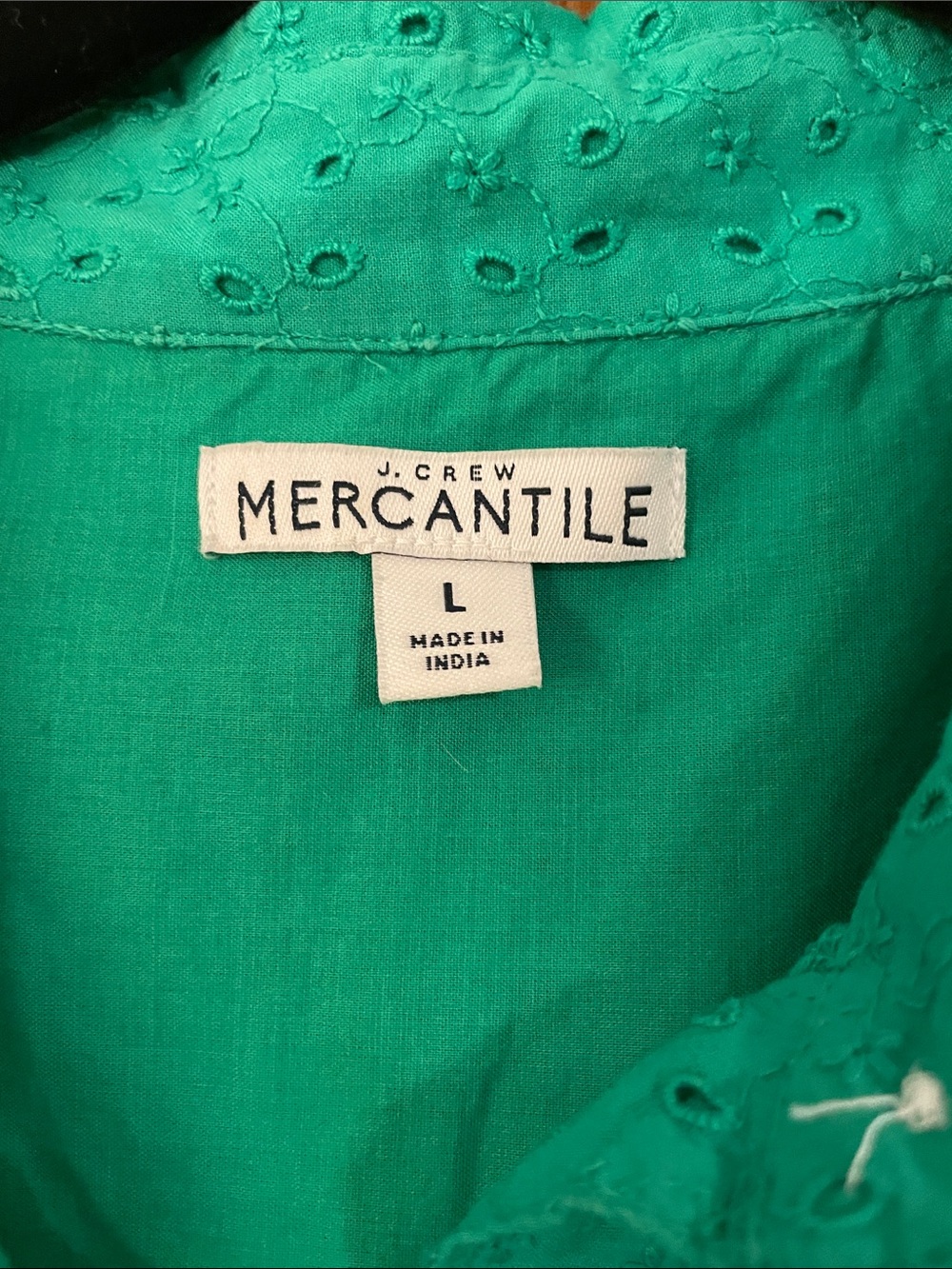 J. Crew Green Eyelet Tie-Waist Shirt Dress - Picture 3 of 6
